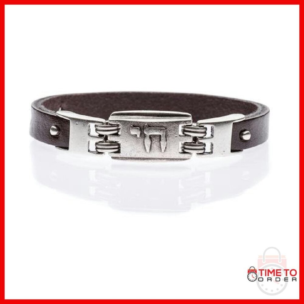 Adjustable Leather Charm Bracelet with Silver Pendant, Unisex Faith Jewelry